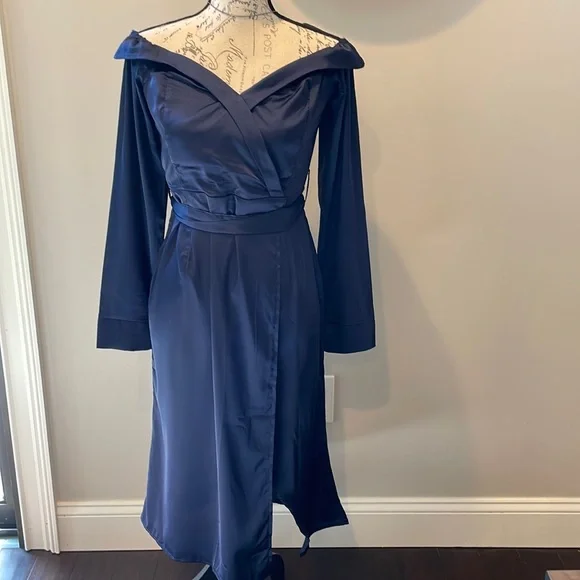 PrettyLittleThing Dresses Pretty Little Things Navy Satin